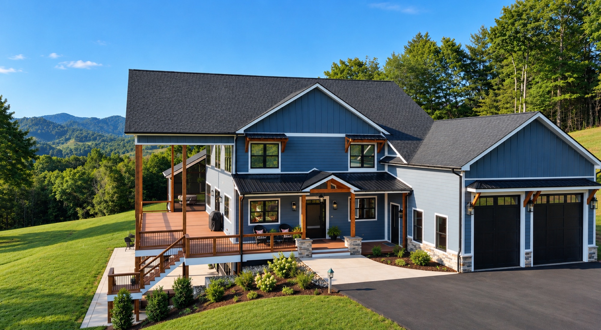 Custom craftsman home built by A&B Construction in the Blue Ridge mountains